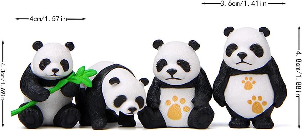 RemeeHi Panda Garden Miniature Mini Moss Landscape Unique Gift for Home or Office Plastic Miniature Animal Set of 4 Statues, Figurines, Accessories,