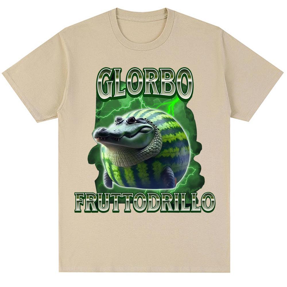 Vtipné Glorbo Fruttodrillo Meme Tričko Italská Módní Humorová Trička pro Muže Ženy Volná Bavlněná Ležérní Trička Streetwear