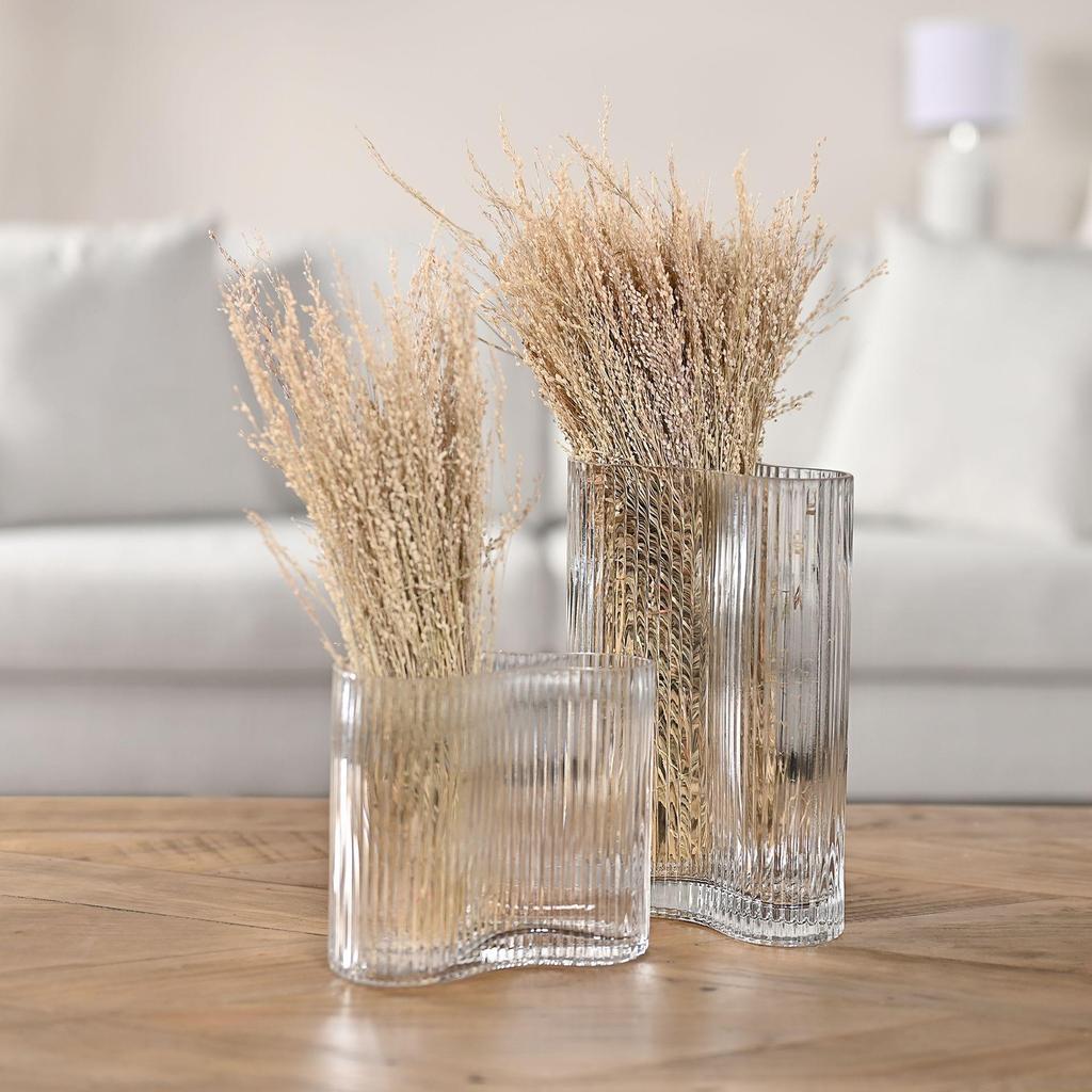 Hestia Clear Ribbed Glass Vase - Small