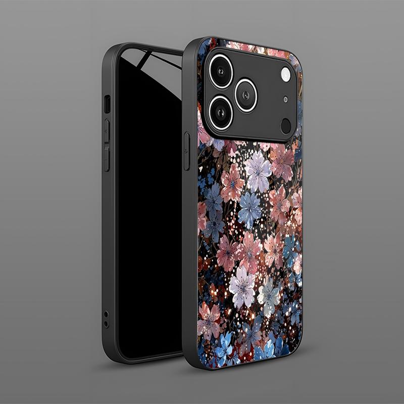 Flower Starburst Pattern 2D Phone Case for iPhone 17 16 15 14 13 12 11 X XR XS Max Pro 8 plus - Glass Protective Cover