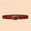 New Two-layer Leather Women's Pin Buckle Belt Casual and Versatile Retro Leather Belt Women's Japanese Buckle Jeans Belt