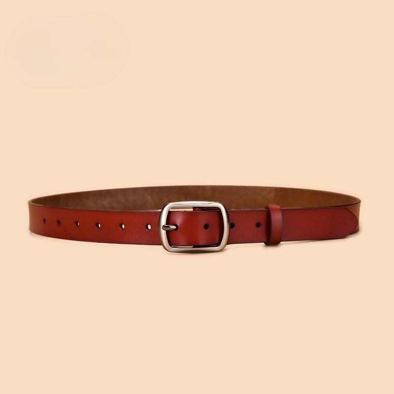 New Two-layer Leather Women's Pin Buckle Belt Casual and Versatile Retro Leather Belt Women's Japanese Buckle Jeans Belt