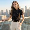 Top Primaverili da Donna a Maniche Corte con Volant Top Eleganti da Donna Camicie Estive da Donna Abbigliamento da Ufficio Camicie Estive da Donna