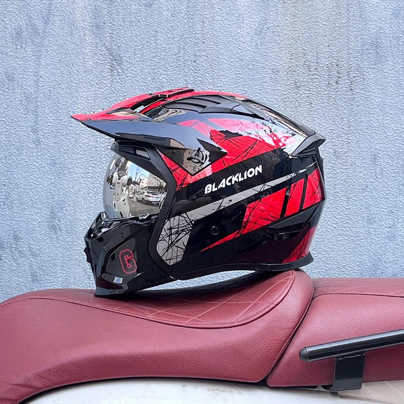 Street Fighter Motorcycle Helmet Men's and Women's Full Helmet Four Seasons Locomotive Retro Detachable Combination Helmet