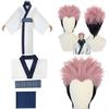 White Polyester Ryomen Sukuna Cosplay Costume With Belt And Scarf