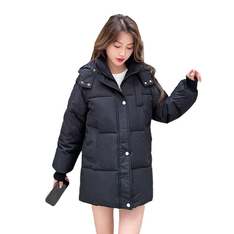 Down cotton jacket girls' middle length winter 2025 new junior high school student padded jacket thickened and warm