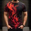 Cool Flame 3D Digital Printed Men's Street Trendy Round Neck Short Sleeved T-shirt