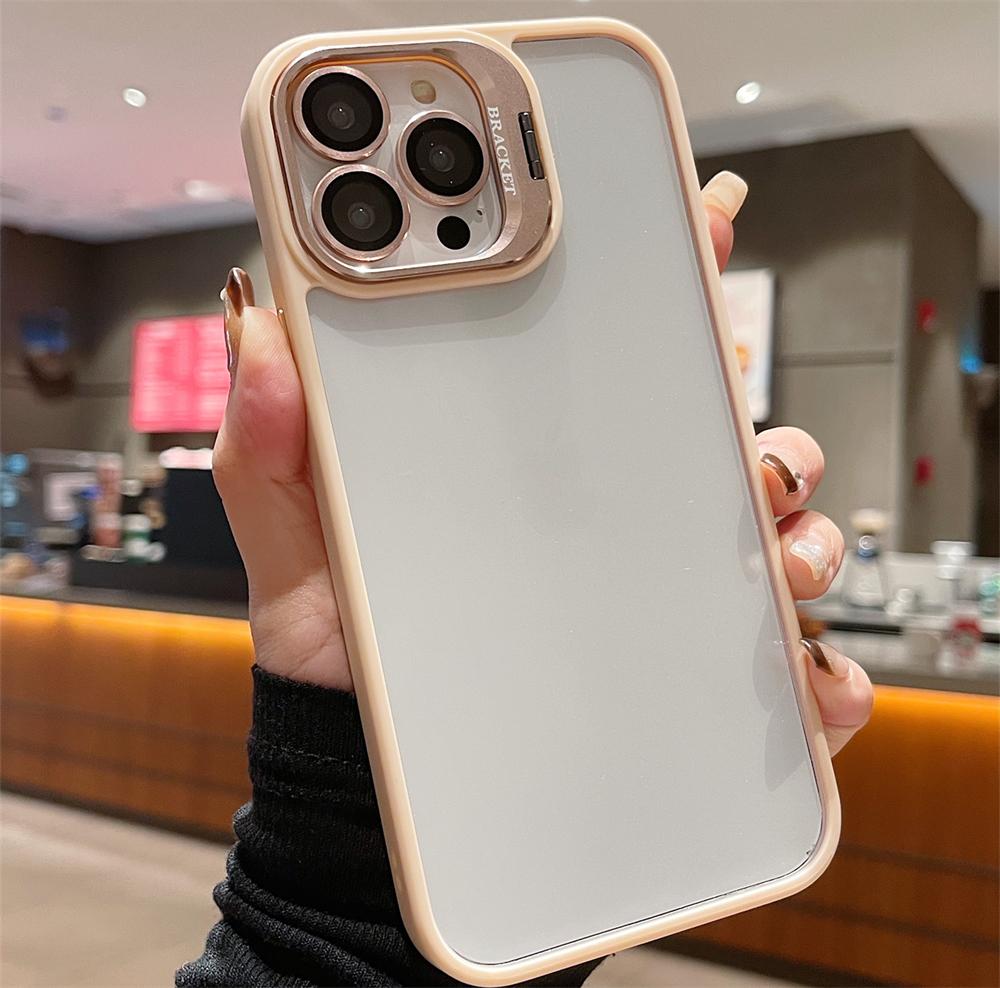 Lens Metal Ring Protector Stand Phone Cases For IPhone 16 15 14 13 12 11 Pro Max Plus Camera Glass Lens Protection Clear Cover