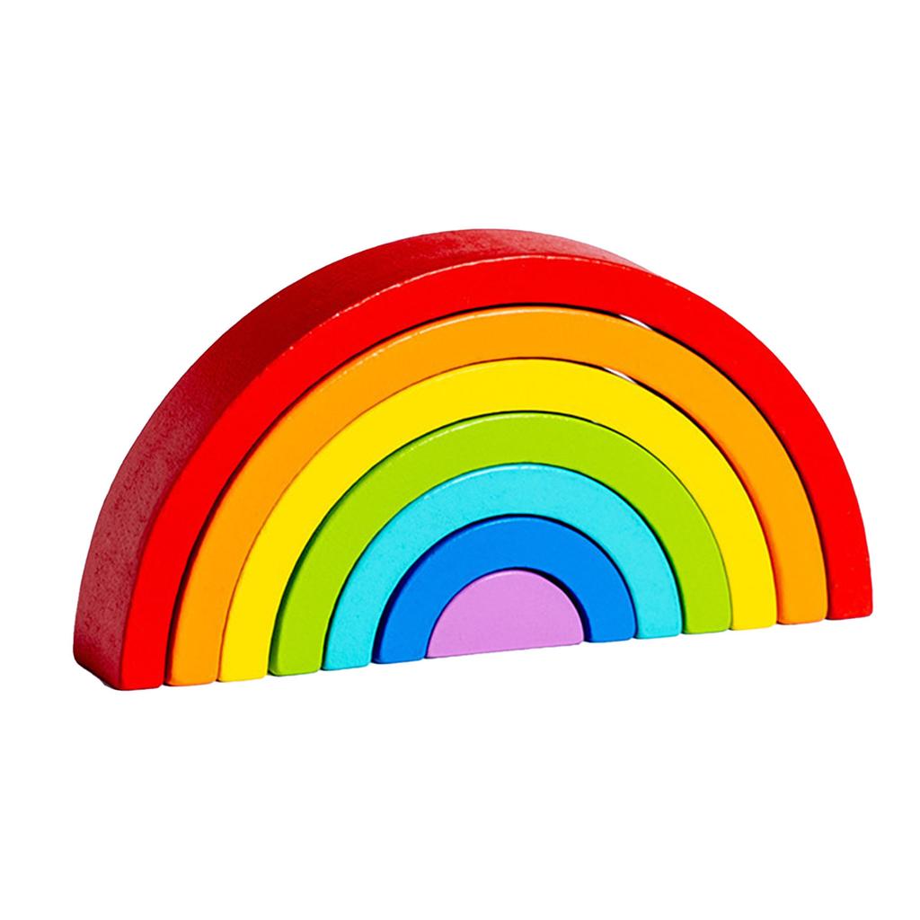 Wooden Stacker Blocks Puzzles Large Arch Shape Colorful Educational Stacking Toy for Toddlers Type