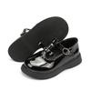 New Fashion Children's Shoes Simple Bow T Buckle Black Leather Shoes Classic Cute Versatile Princess Dress Shoes