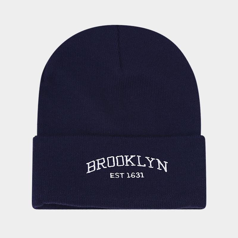 Men's and women's street trend letter embroidery knitted hat casual versatile loose outdoor cold hat big head circumference hat