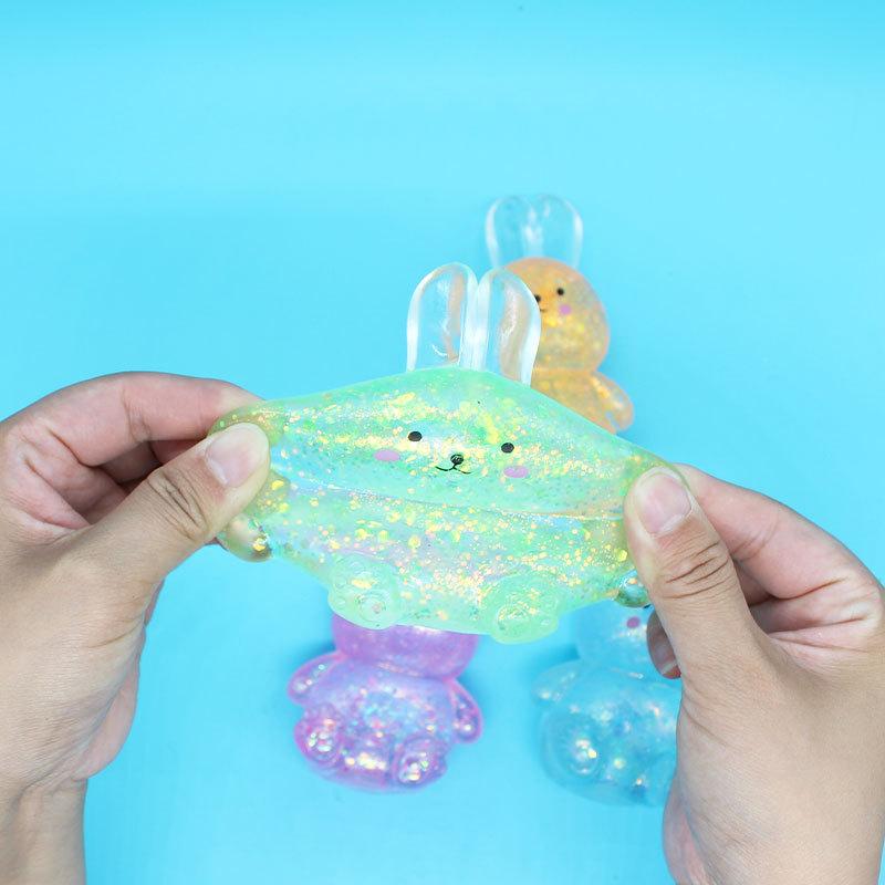 kids Anti-stress Soft TPR Slow Rebound Sequins Maltose Pinch Toy Stress Relief Elastic Squeezing Colored rabbit Decompression