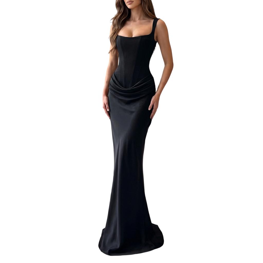 Women's Color Spaghetti Strap Corset Bodycon Dress - Slim Fit -Hugging