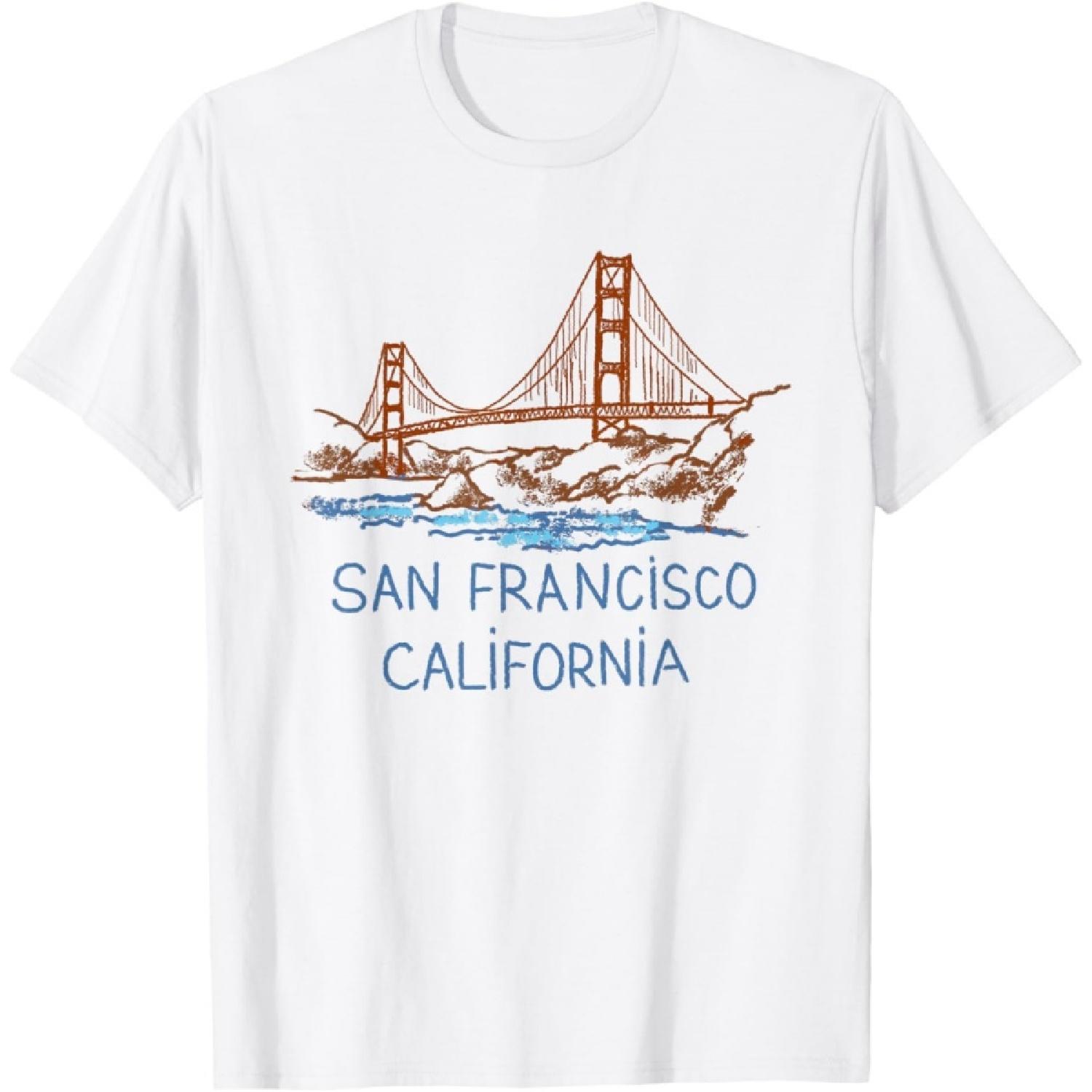 San Francisco Golden Gate Bridge California T shirt Tshirt t XXXXXL белый