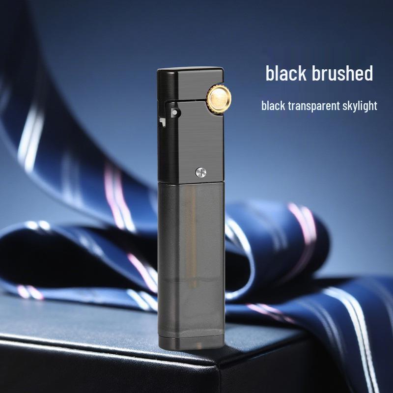 XF-FG201 Slim Transparent Oil Tank Metal Kerosene Lighter - Portable Gift Option