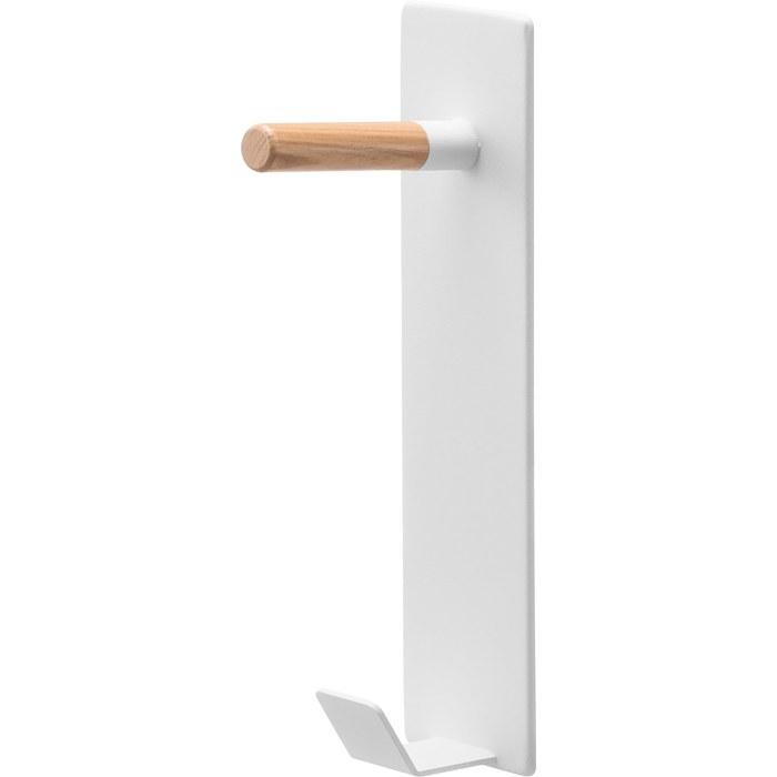 Yamazaki Magnetic Hook White W6 x D8.5 x H25.1cm Tower Wall Hanger, Entrance Storage, Easy Installation, Natural Wood, 10683