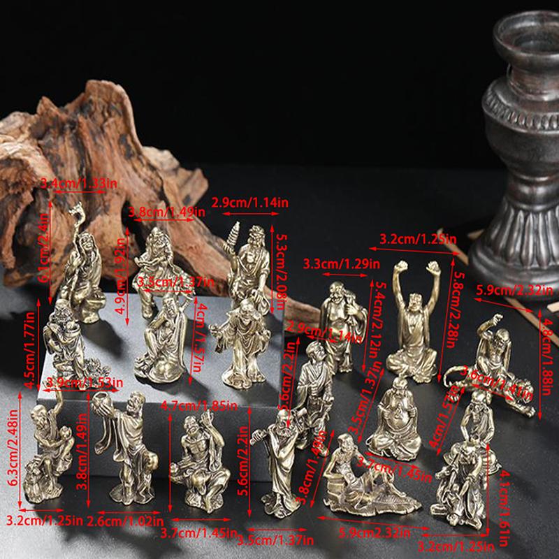 Eighteen Arhats Miniature Retro Mini Buddha Decoration Study Office Home Decoration Brass Statue Crafts