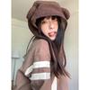 Brown Bear Ear Hat Scarf Beanies Men Women Winter Safety Helmet Rockwool Magnetic Buckle Outdoor Protector Hat with Earflaps