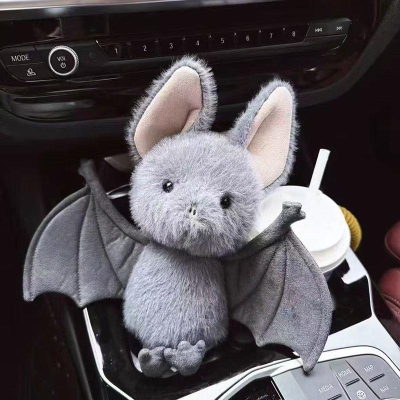 Cute Bat Plush Toy Soft Fluffy Stuffed Animal Gothic Style Home Desk Office Car Decor Halloween Ornament Novelty Gift For Friend