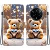 Handmade PU Leather Flip Case for Realme 14 Pro / Realme 14 Pro+ Anti-Slip Shockproof Cover with Wrist Strap & Heart/Rose Cat Designs
