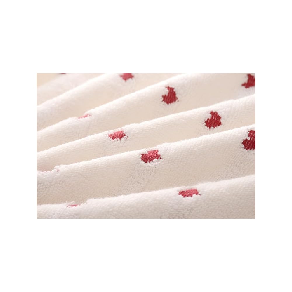 Face Towel Set, Heart Pattern, 100% Cotton, Fluffy, Soft, Gentle on Skin, Fast Absorption, Quick