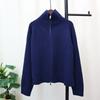 Thickened double zipper sweater jacket autumn and winter new loose solid color casual versatile knitted cardigan women