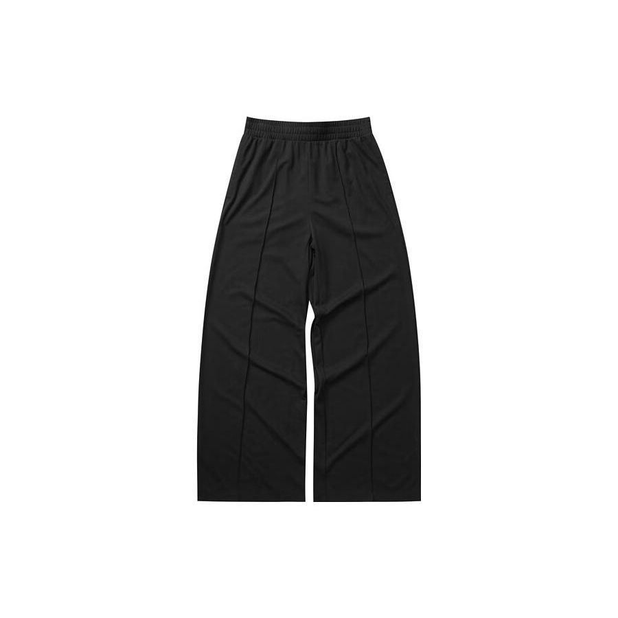 Skechers Colorful Casual Series Solid Color Straight Leg Elastic Sports Pants Women Pants Carbon-Black L323W027-0018