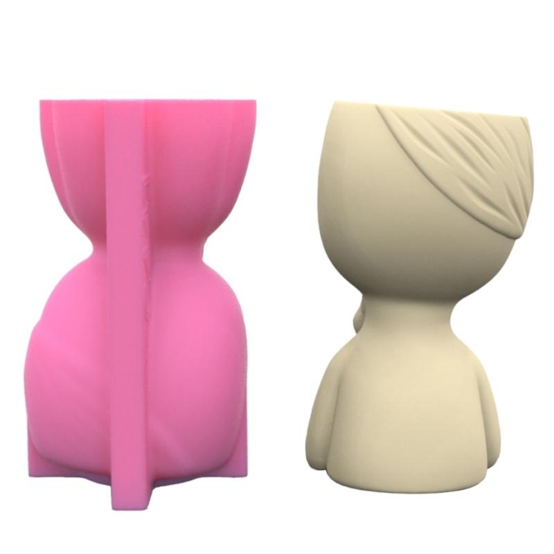 Boy and Puppy Succulent Pot Mold for DIY Concrete Flower Pots Resin Mold Pen Holder Resin Mold Desktop Decoration Home