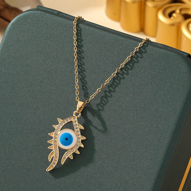 Beliebte Halskette mit blauem bösen Blick aus Titanstahl für Damen – Vielseitiger und personalisierter Schlüsselbeinkettenschmuck