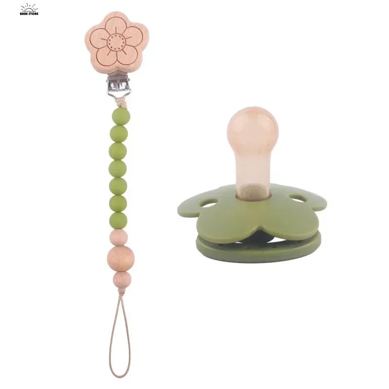 New Newborn Baby Silicone Pacifier Newborn Pacifier Infant Teether Chewable Toy Safety Baby Care Product Pacifiers Chain Set