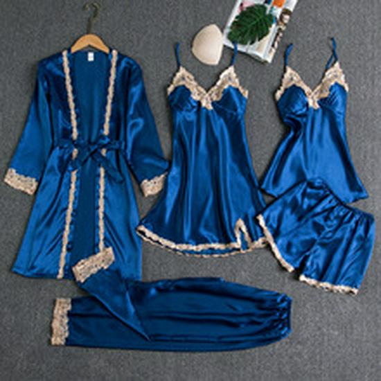 European & American Women's Sexy Lace Pajamas, Plus Size, 4-Piece Set - Homewear & Lingerie