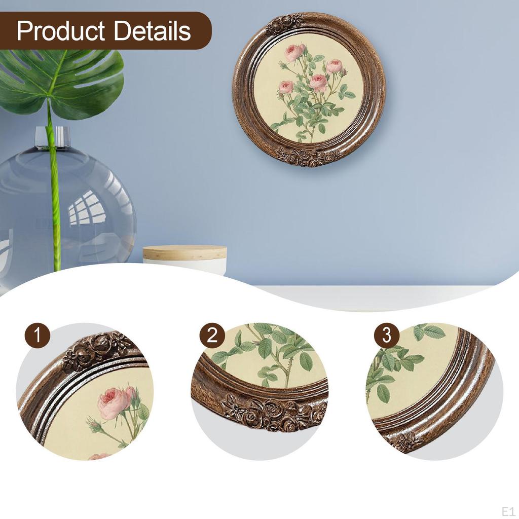 Vintage Picture Decor Art Ornate European Round Photo Frame for Tabletop Living Room Home Wall