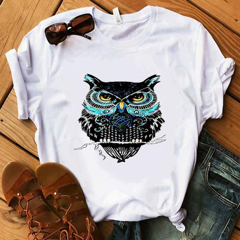 

Women T Shirt Make Up Collection Lipstick Seaside T- Summer Lady Bird Owl Luxury T-Shirts S білий