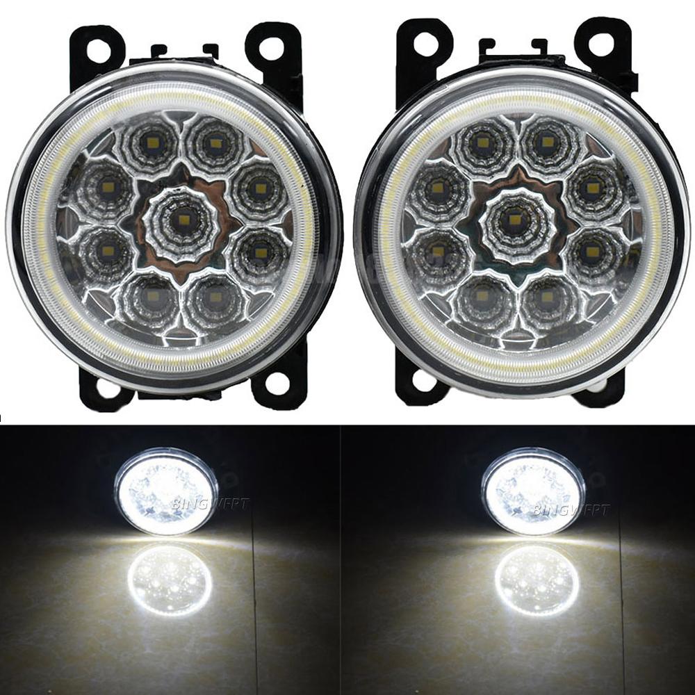 2PCS Led Angel Eye DRL for Smart Fortwo Forfour 453 2014 - 2018 Daytime Running Light Car Fog Lamp Assy with Lens 9beads-Angel eye