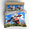 Cartoon Cow in Flower Field Bedding Duvet Cover Set  (1*Duvet Cover 2*Pillowcases, without duvet insert)