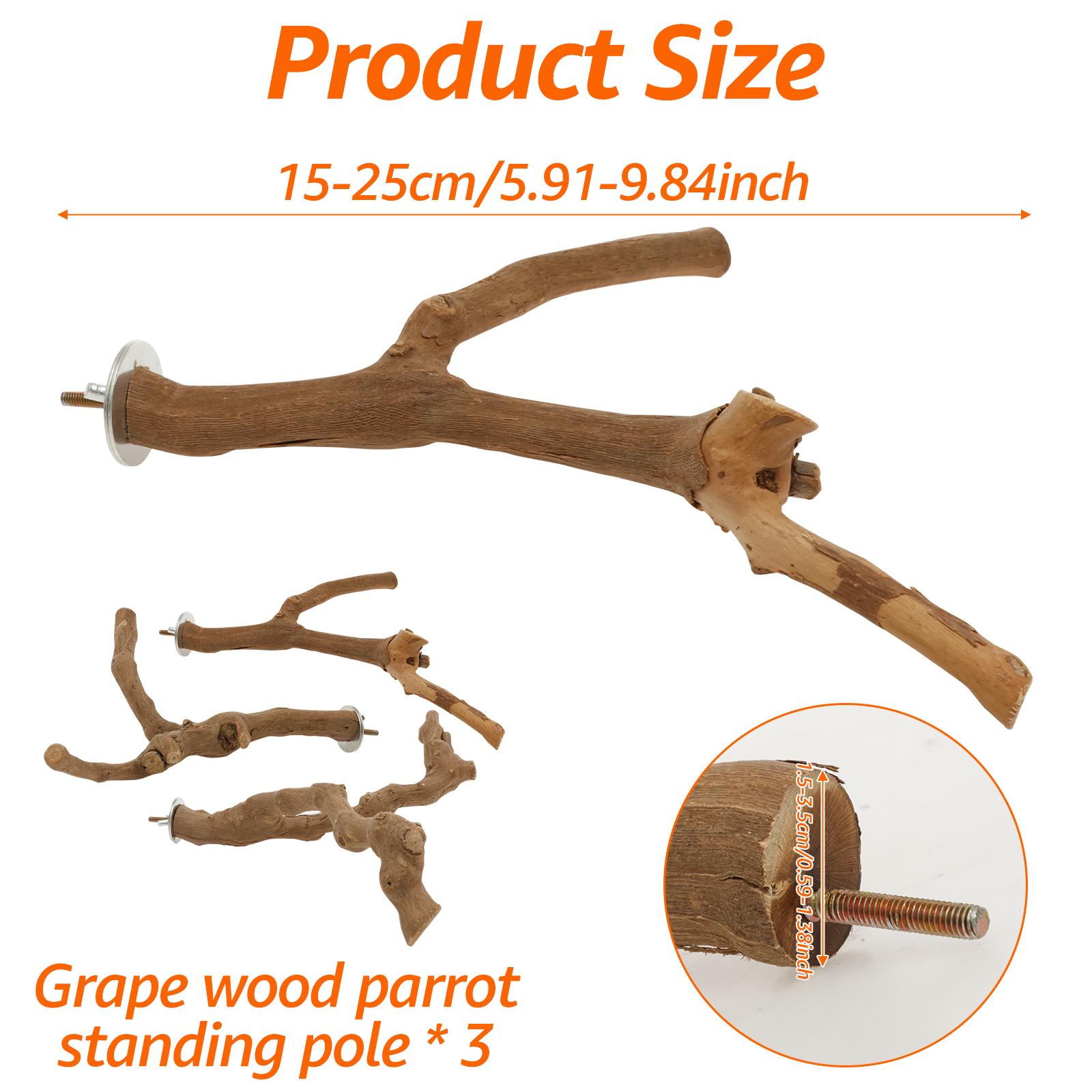 

3Pcs Wood Parrot Stand Natural Irregular Shape Bird Perch Holder Safe Stable Perch Stand Pole Bird Cage Accessories Pet Supplies
