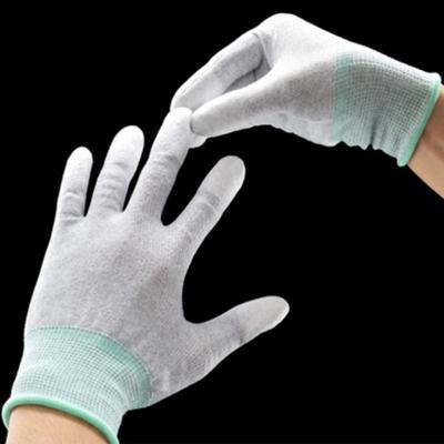 Weiße antistatische Handschuhe PU-Nylon-Carbon-Fingerbeschichtung Sicherheitsarbeitshandschuhe Rutschfestes, staubdichtes elektronisches Arbeitszubehör