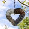 1/2Pcs Handmade Bird Nesting Heart Ornament with Hook Weather-proof Outdoor Garden Yard Balcony Fiber Love Heart Shape Bird Nesting Decoration