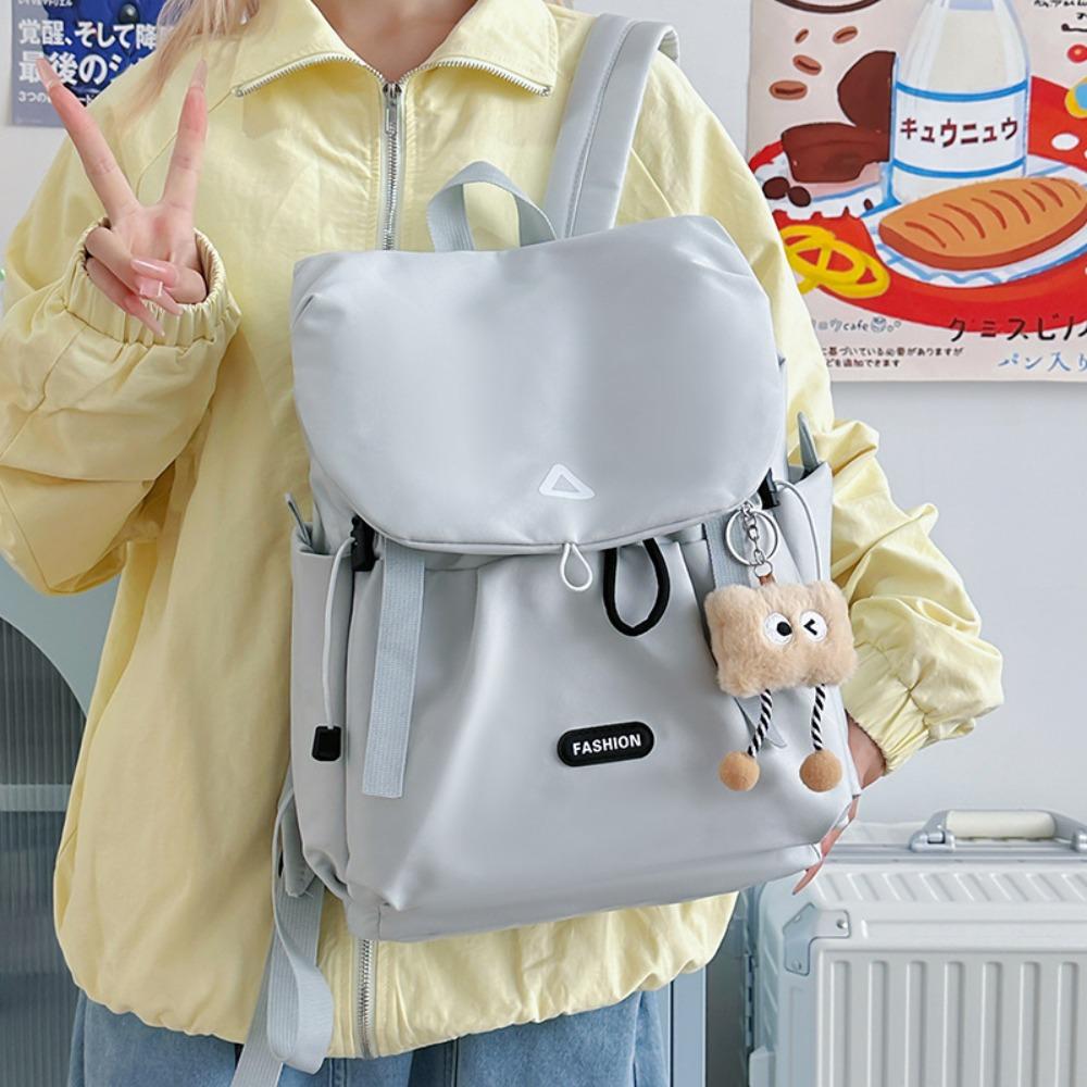 Fashion Nylon Outdoor Backpack Color-blocked Lightweight Travel Rucksack Large Capacity Students Schoolbag