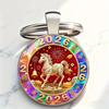2026 Horse Pattern Keychain 2D Flat Round Metal Pendant for Car Keys Bag Decoration Shin Gift