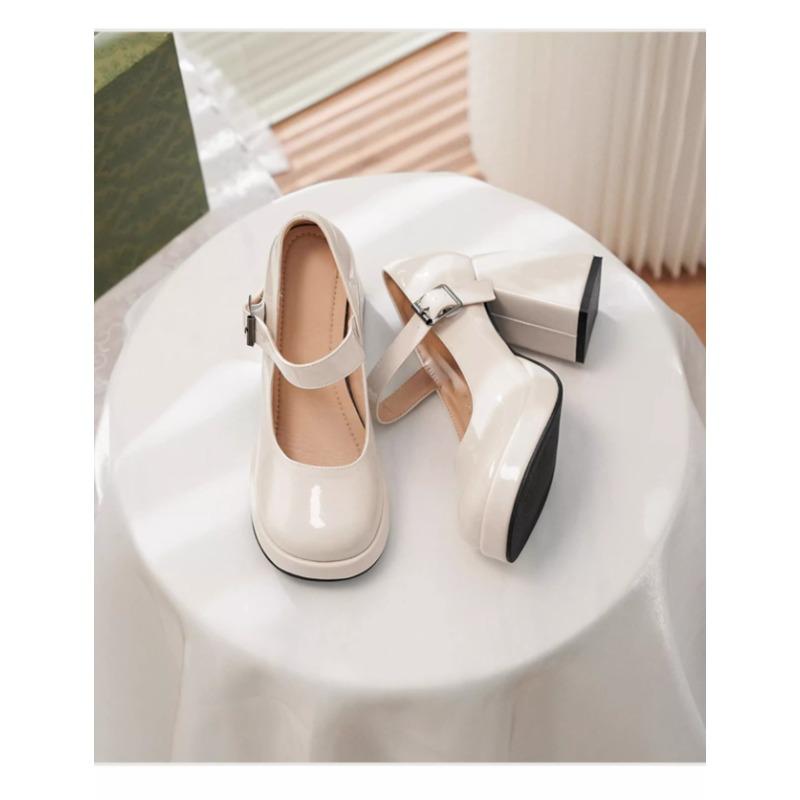 Fashion Block Heel Mary Jane Shoes Women's Round Toe 2025 New Small Super High Heel Single Shoes