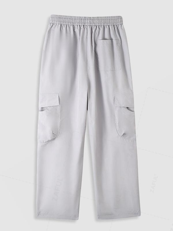 ZAFUL Men's Streetwear Daily Solid Color Multi-pocket Drawstring Tapered Cargo Pants