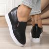 Zapatos de Cuña Oculta de Suela Gruesa para Mujer Zapatillas Casuales Transpirables de Color Sólido Mujer Cómodas Slip On Zapatillas de Plataforma Blancas