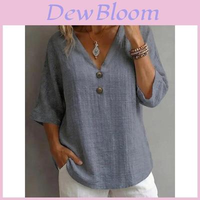 Geometrisches Muster Damen Freizeit T-Shirt mit V-Ausschnitt und kurzen Ärmeln für den Sommer