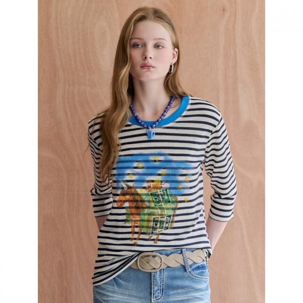 Maxza STripe 3 4 Sleeve T shirT