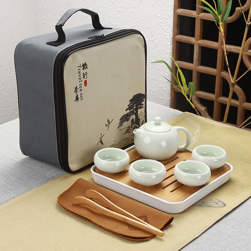 Jiangtai Hui Dehua Pottery Travel Tea Set Portable Outdoor Xishi Pot Business Gift