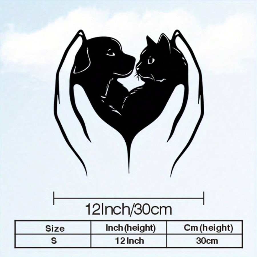 Antique Metal Cat Dog Wall Art Heart Shaped Lantern Weatherproof Iron Office Decor Animal Lovers Gift