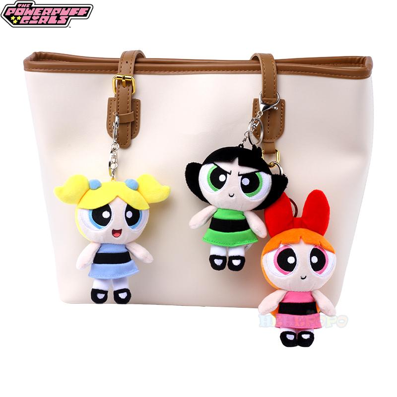 Fun And Vibrant 12Cm Cute Classic Powerpuff Girls Plush Keychain Blossom Bubbles Buttercup - Perfect For Backpacks And Keys