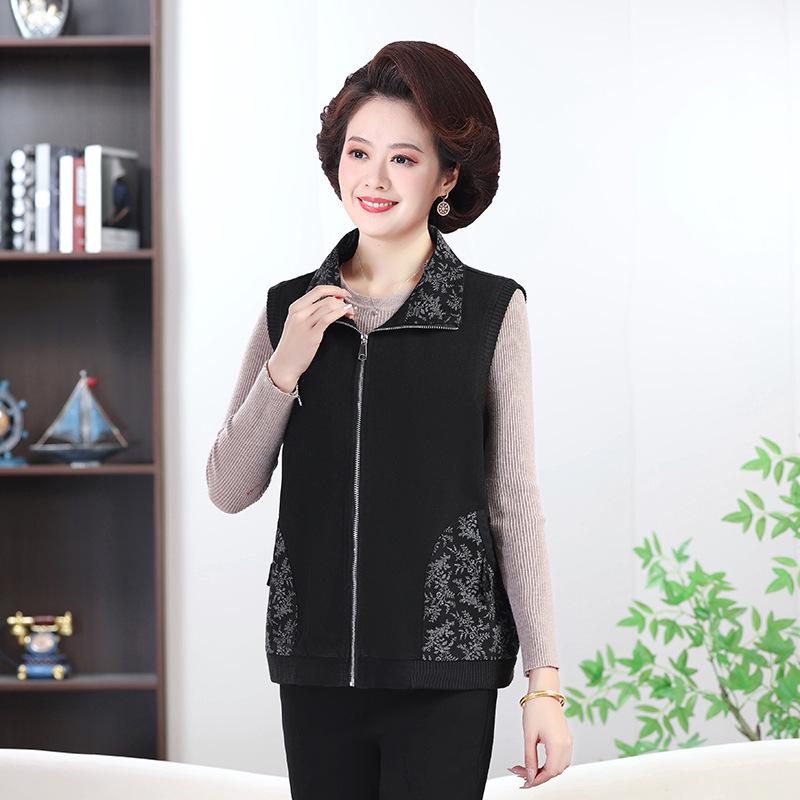 

Grandma s Casual Zipper Vest for Elderly Women - Spring/Fall Style XL