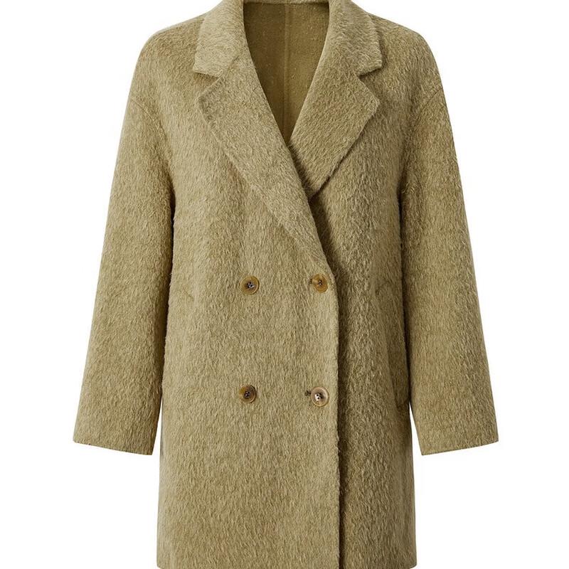 JZ ANNACOL Women's Retro Wool Double-breasted Mid-length Coat